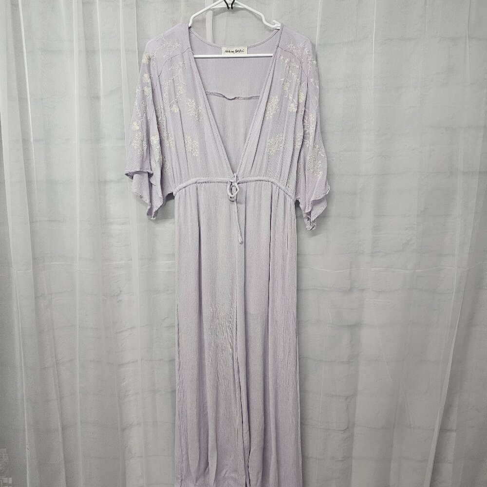 Caren Forbes Lavender Floral Jumpsuit Coquette Crop Wide Leg Bohemian L - Picture 10 of 15